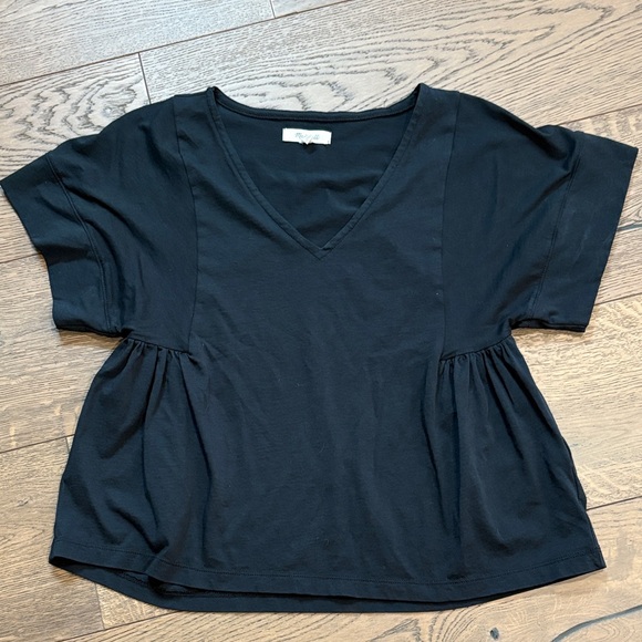 Madewell Black V-Neck Short Sleeve Top - Picture 1 of 9